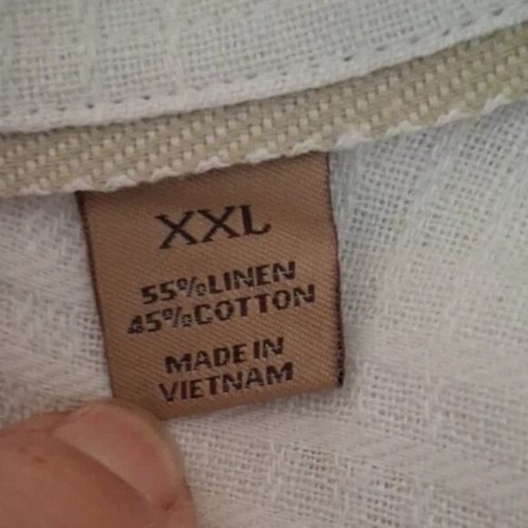 Tasso Elba Island Mens XXL SS Btn up Cotton/Linen White Shirt - Picture 7 of 8